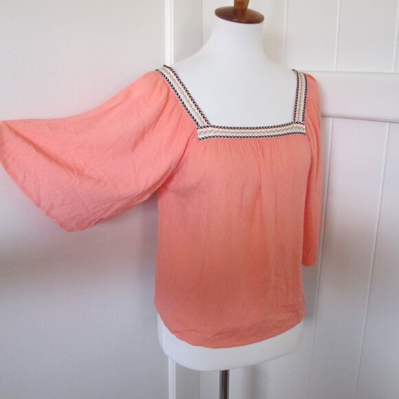 Ya | Bohemian Loose Sleeve Crepe Square Neck Blouse - Picture 6 of 9